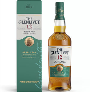 The Glenlivet 12 Year Old Single Malt Scotch Whisky 750 ml bottle and presentation box